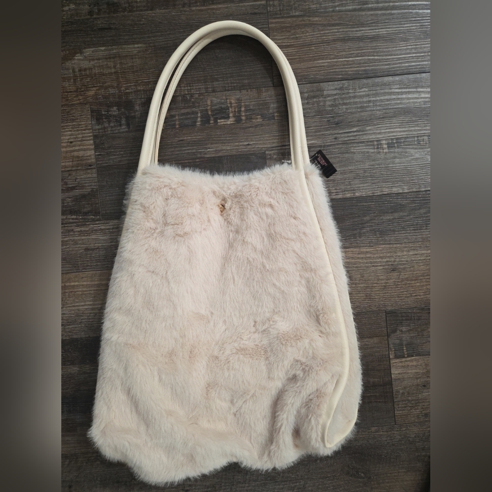 Victoria's Secret Cream Faux Fur Tote